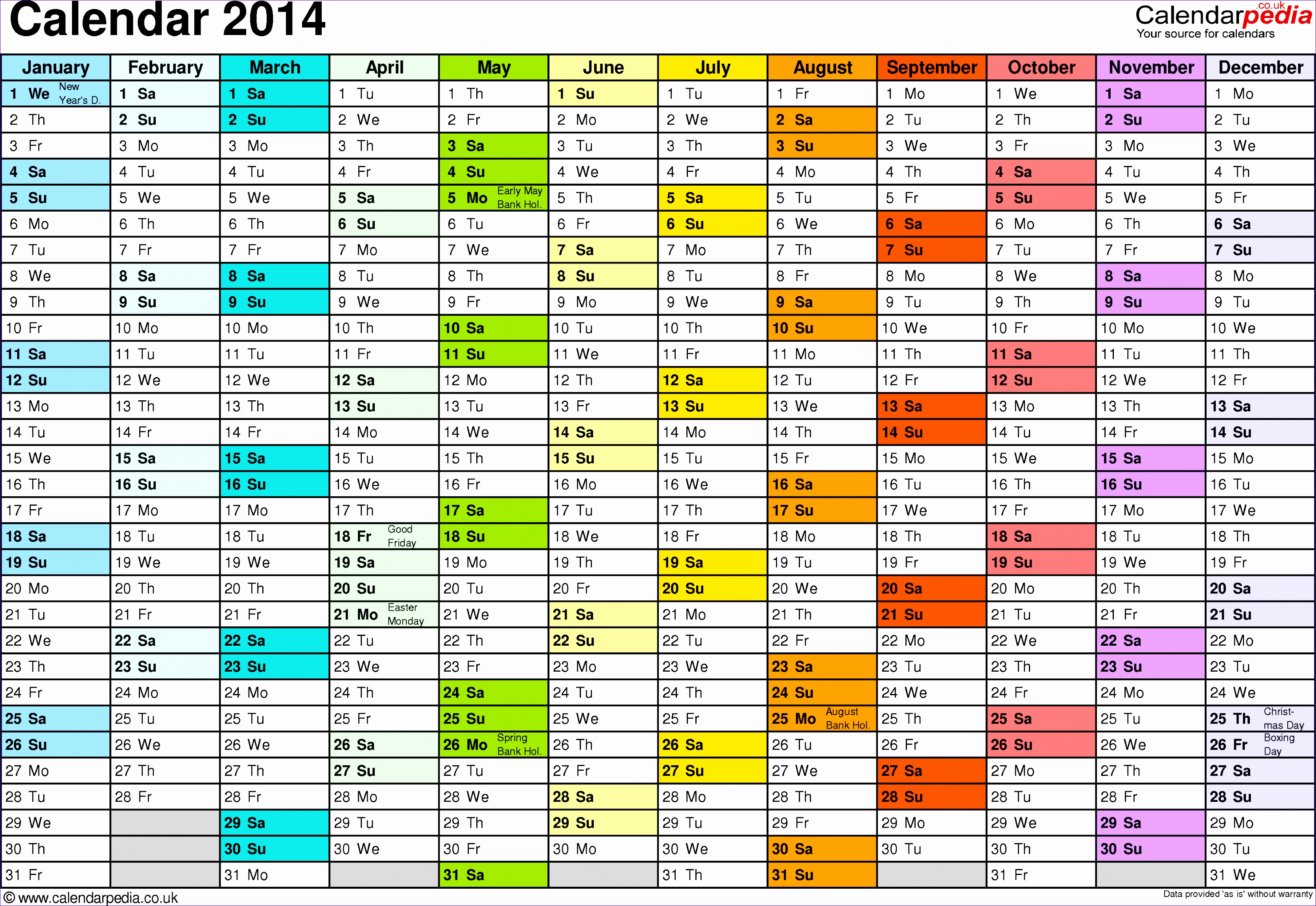 6 Excel Monthly Calendar Template 2014 Excel Templates Gambaran
