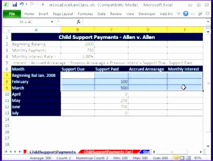 Law Class Excel 2 Child Support Payments Template Jessica s hqdefault