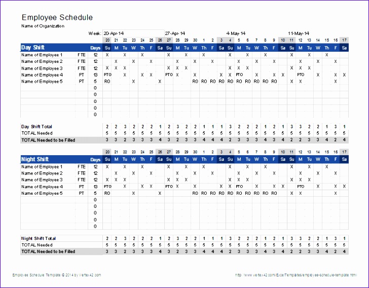 employee schedule template