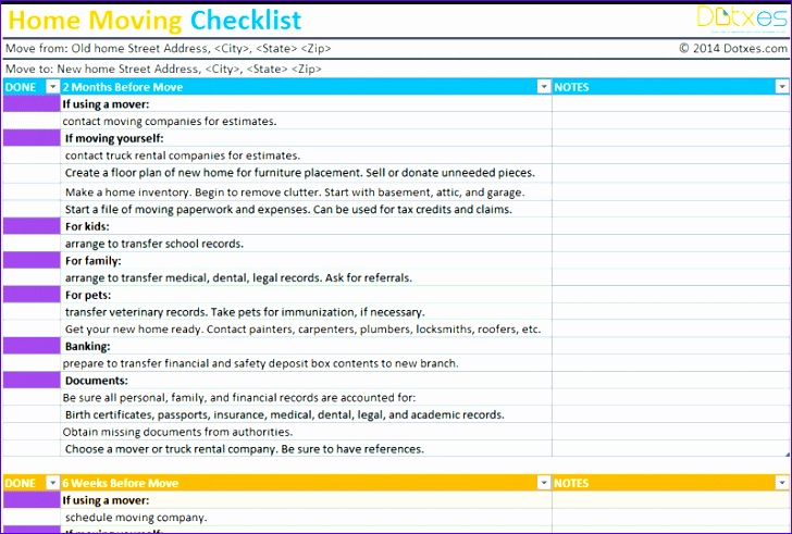 featured image of Home moving checklist template by dotxes