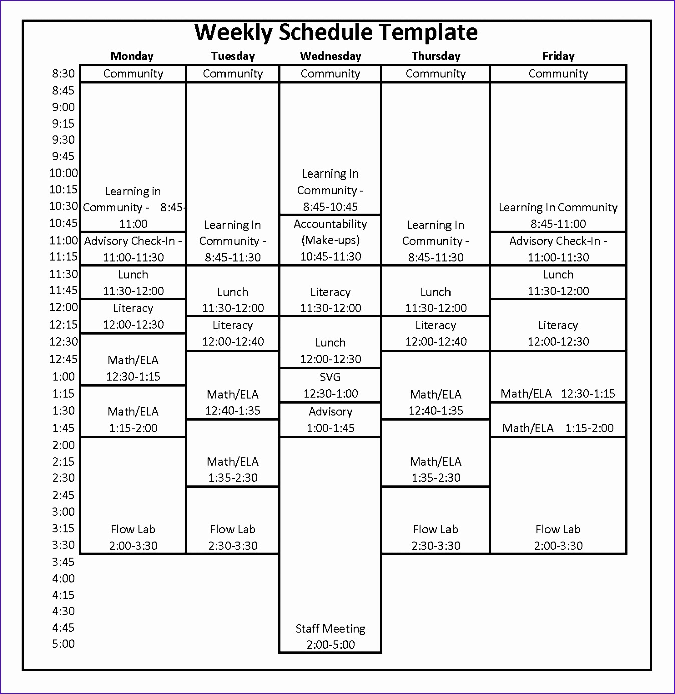 Downtown Bell Schedule For Website