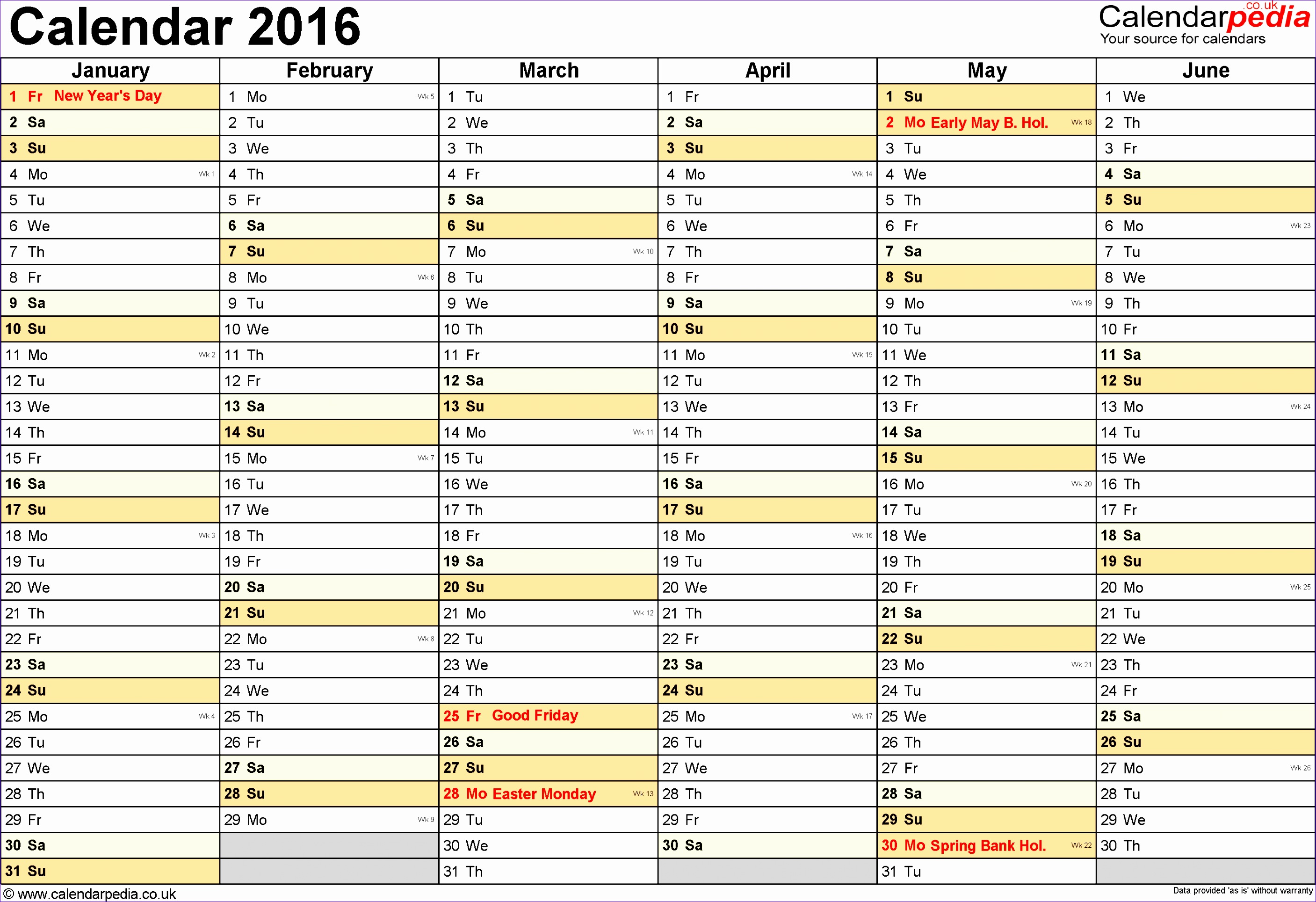 calendar 2016 printable