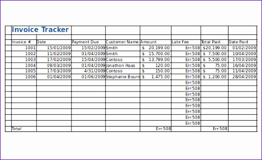 Excel Format of Invoice Tracker Template