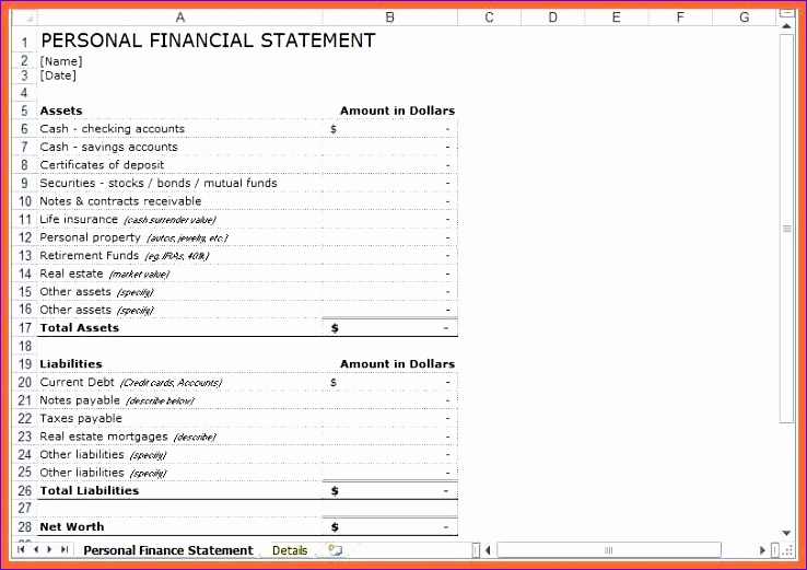 personal financial statement template personal financial statement template excel best business template personal financial statement template