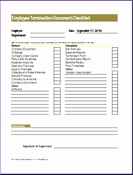 Employee termination documents checklist