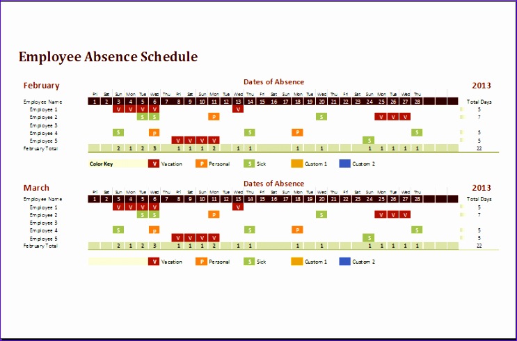employee absense schedule
