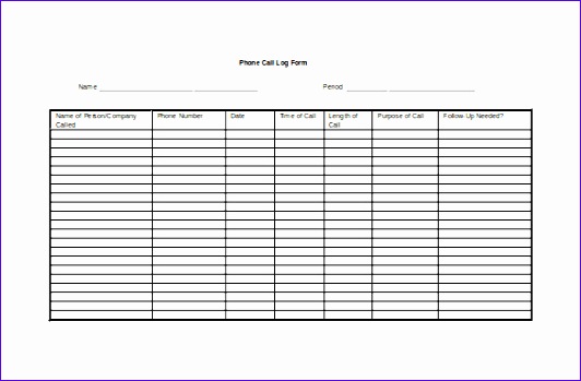 Phone Call Log Form Free Download Doc Format Template