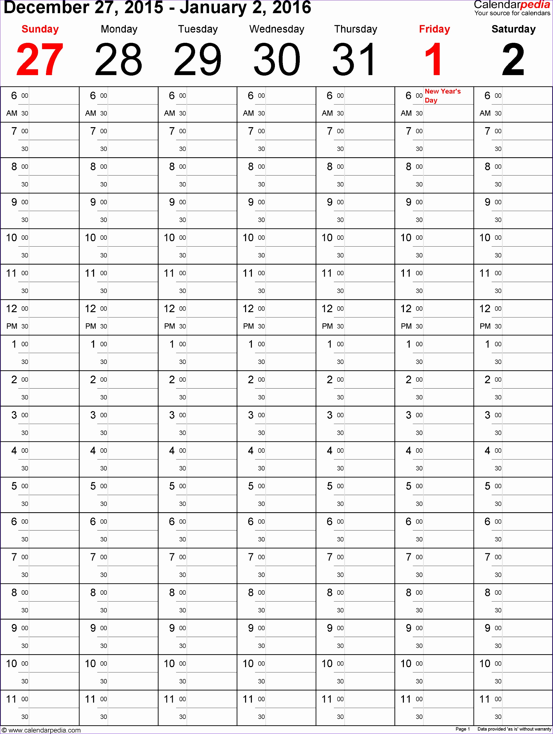 weekly calendar 2016 time