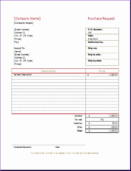 Purchase request form