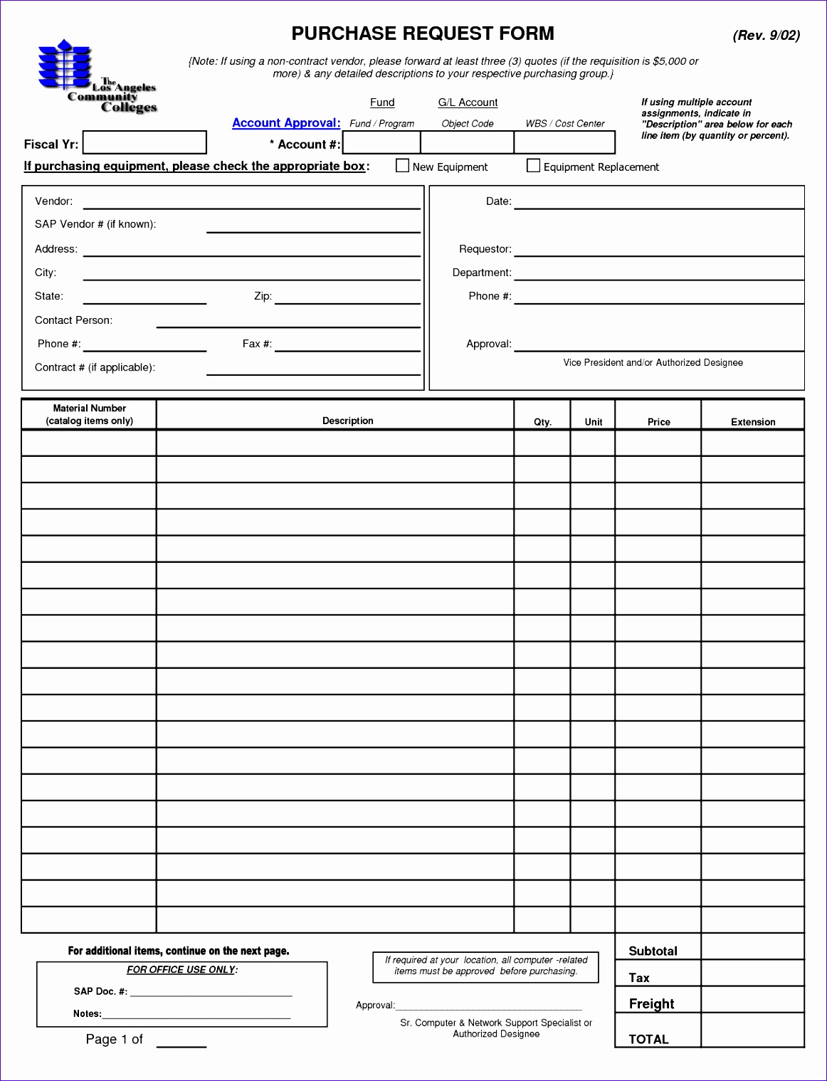 purchase request form template 5