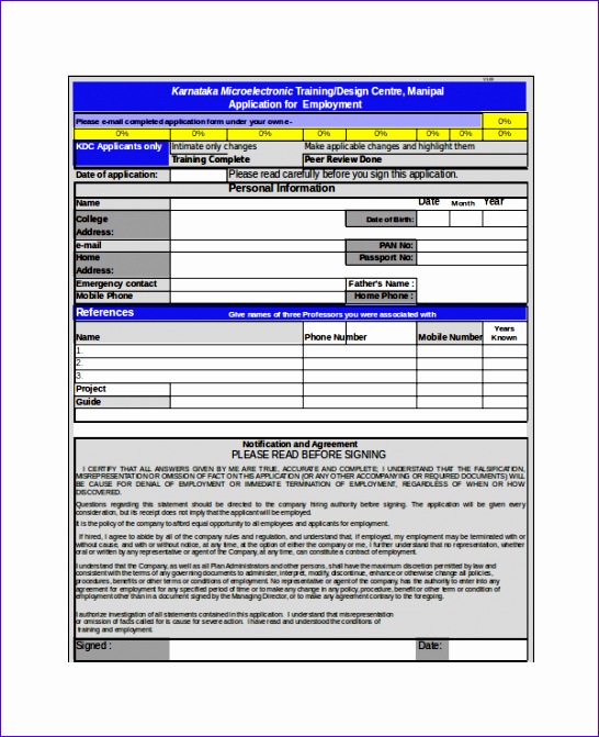 Application Form Template Excel
