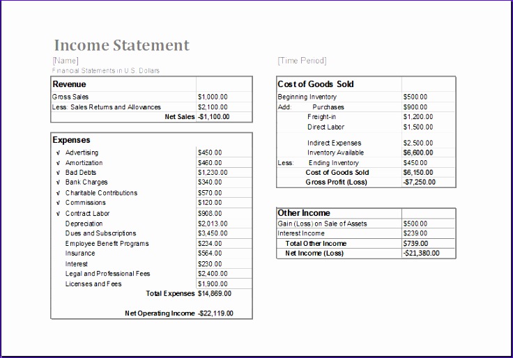 in e statement template