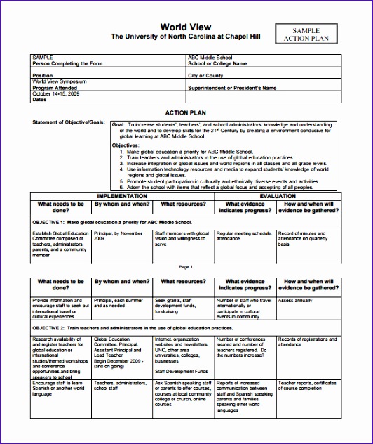 Action Plan Sample PDF Format