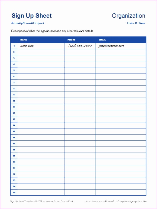 12 sign off sheet template excel