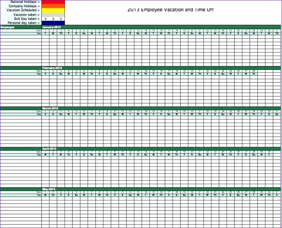 11 Staff Holiday Planner Excel Template Excel Templates