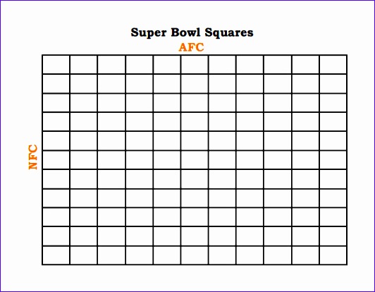 Super Bowl Squares Football Pool Template Free