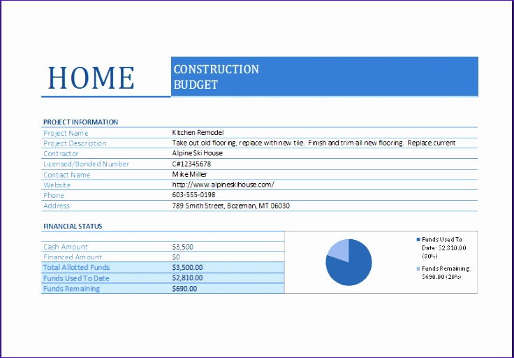 home construction bud worksheet