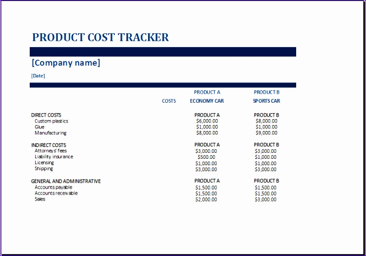 product cost tracker