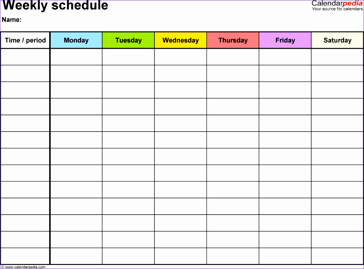 weekly schedule excel