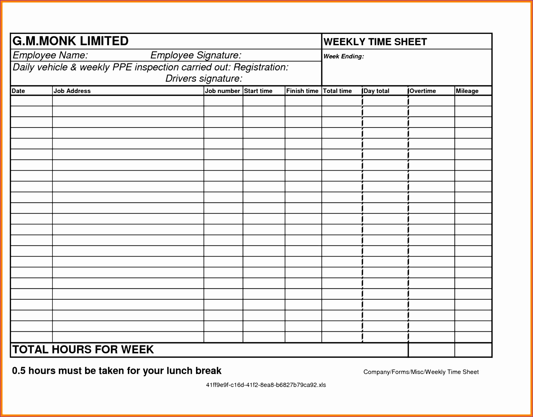 timesheet Timecard Calculator With Lunch calculator with lunch break procedure template sample free online wolfskinmall free Timecard Calculator With Lunch online