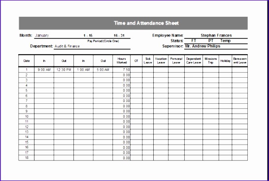 time and attendance sheet 600x400