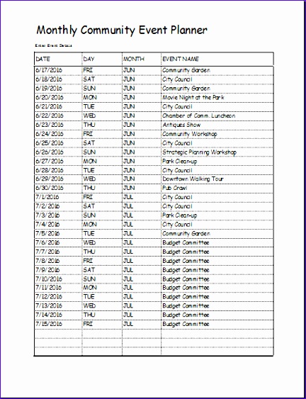 munity Event Planner Template