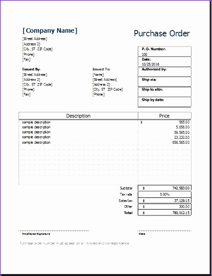 purchase order templates 434565