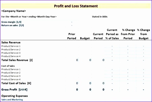 office profit and loss statement excel template 500336