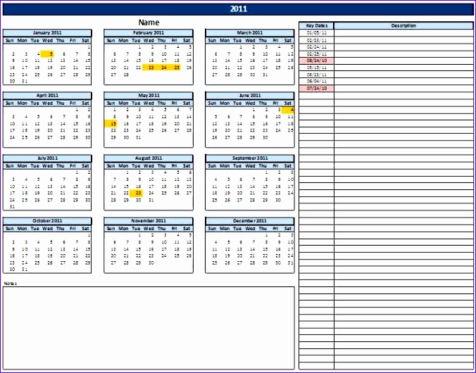 calendar with key dates 676530