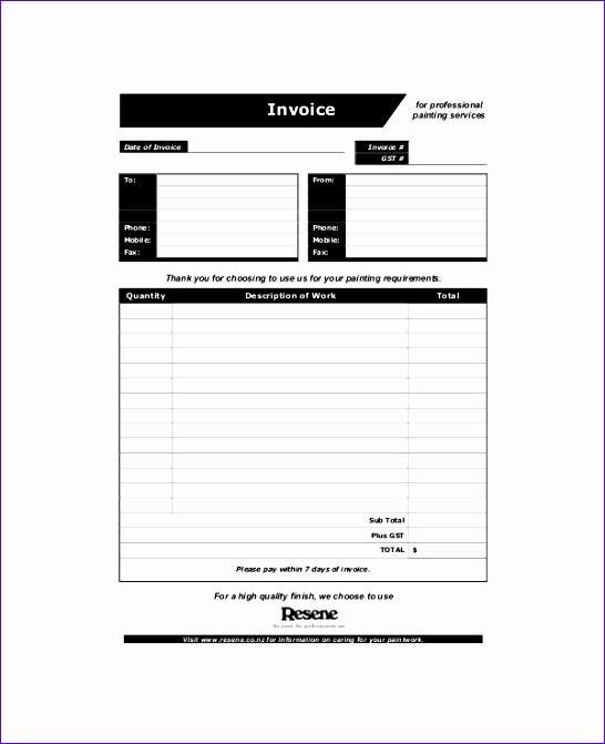 painting invoice template 546671