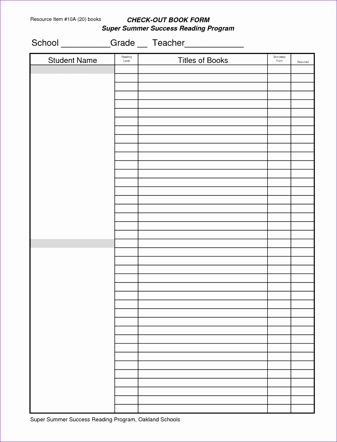 post book check out sheet template