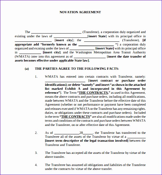novation agreement template 527570