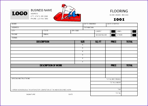 carpet installation invoice template