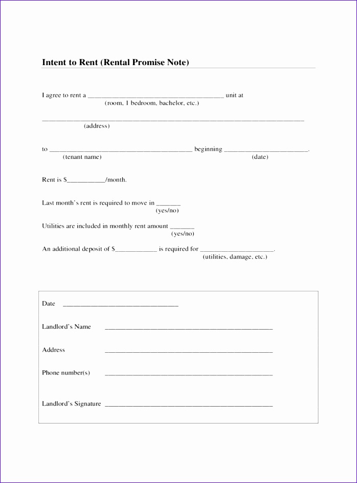 intent to rent form 698942