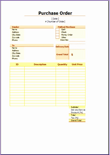 free purchase order template