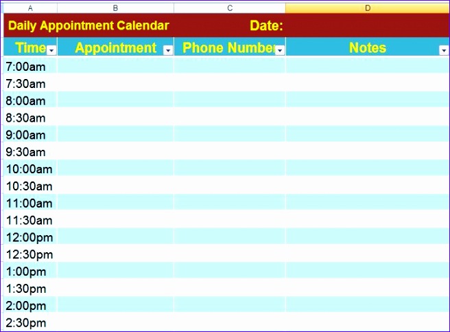 daily appointment calendar templates 2015 656483