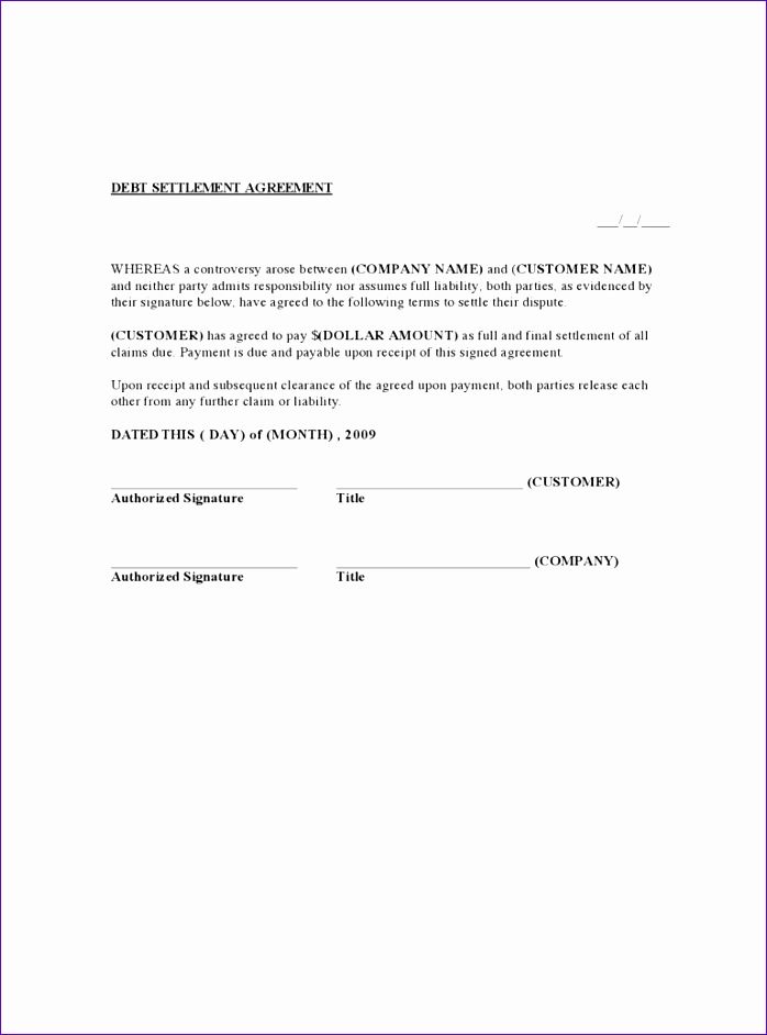 debt settlement agreement form 698942
