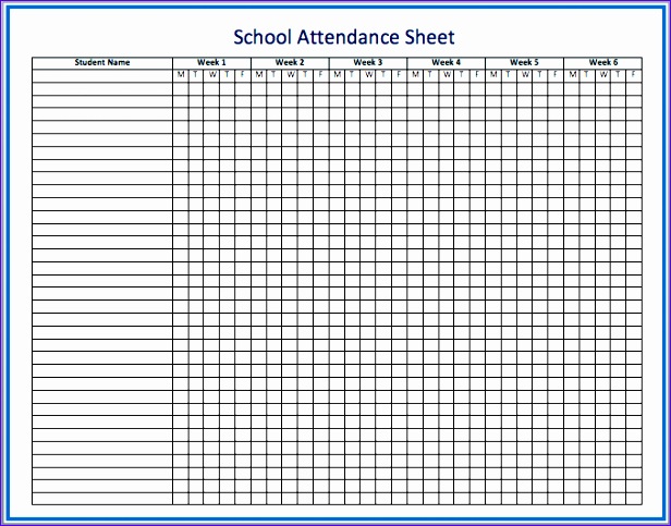 attendance spreadsheet template samples for classroom or office 616483