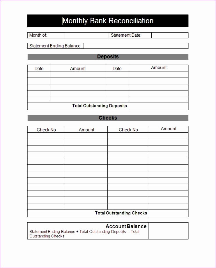 bank reconciliation template example 742921