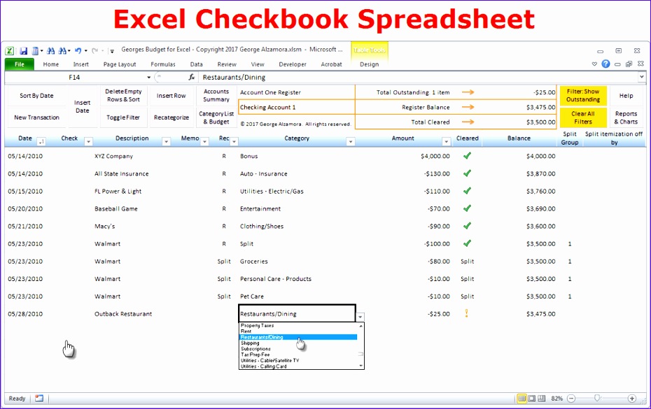 georges excel bud spreadsheet and checkbook register 930585