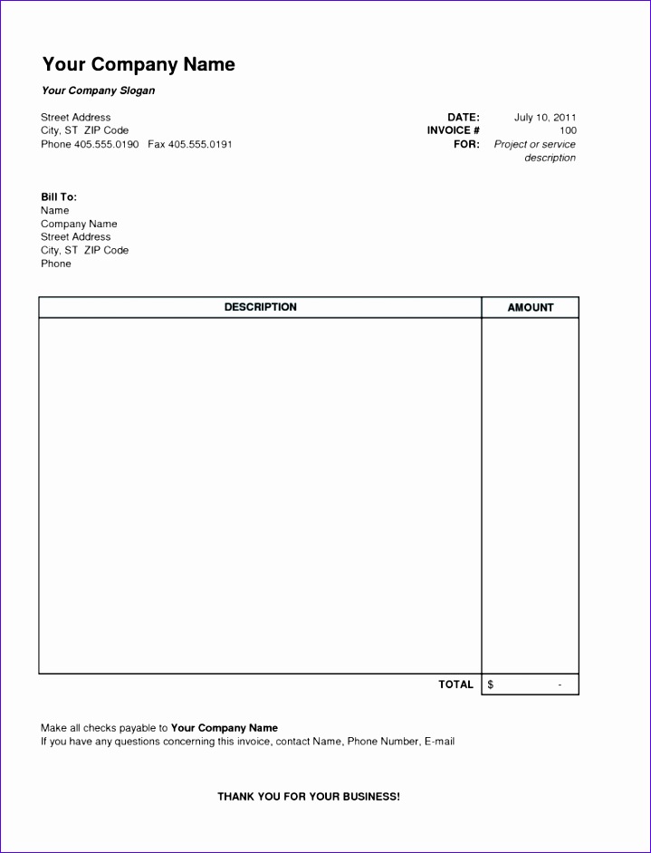personal invoice template 703 719942