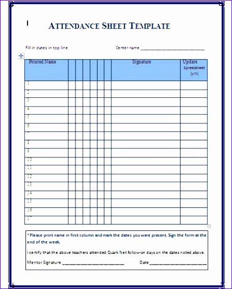 46 best attendance sheet template examples for classroom and meeting 455567