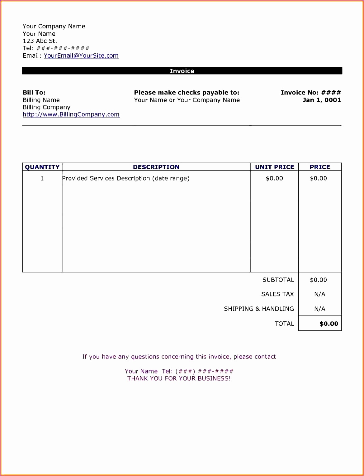 7 simple billing invoice template 11691527