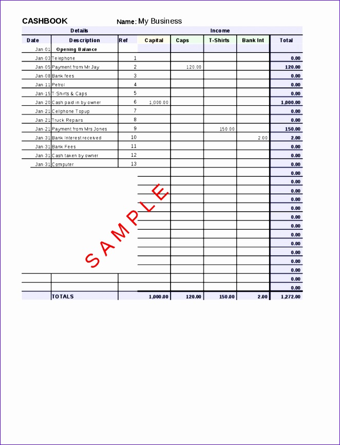 cashbook spreadsheet excel template 662866