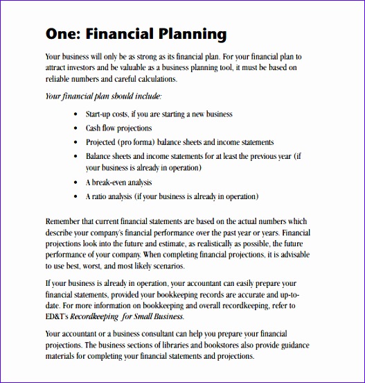 financial business plan template