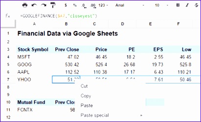 excel stock quotes