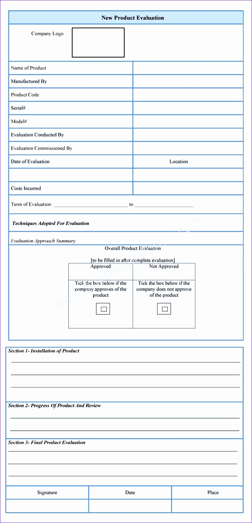 product evaluation template 8191701