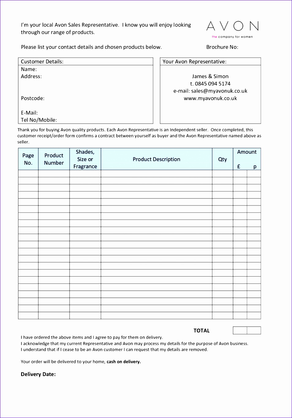 sample of delivery order form 9531363