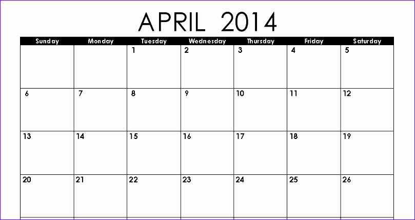 april 2014 calendar printable