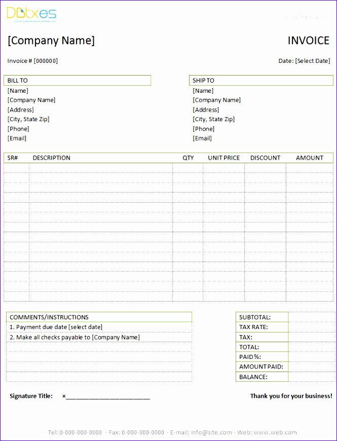 payment invoice template free 665870